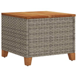 Garden Table Grey 45x45x37 cm Poly Rattan Acacia Wood - Rear View
