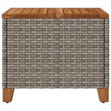 Garden Table Grey 45x45x37 cm Poly Rattan Acacia Wood - Close-Up Angle