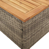Garden Table Grey 45x45x37 cm Poly Rattan Acacia Wood - Low Angle