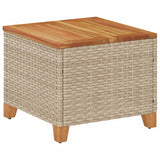 Garden Table Beige 45x45x37 cm Poly Rattan Acacia Wood - Front View