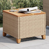 Garden Table Beige 45x45x37 cm Poly Rattan Acacia Wood - Top-Down View