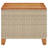 Garden Table Beige 45x45x37 cm Poly Rattan Acacia Wood - 45-Degree Angle
