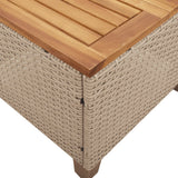 Garden Table Beige 45x45x37 cm Poly Rattan Acacia Wood - Low Angle