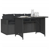 2 Piece Garden Dining Set with Cushions Black Poly Rattan - Side View