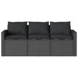 2 Piece Garden Dining Set with Cushions Black Poly Rattan - Rear View