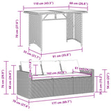2 Piece Garden Dining Set with Cushions Black Poly Rattan - Extra Image
