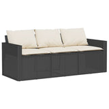 2 Piece Garden Dining Set with Cushions Black Poly Rattan - Top-Down View