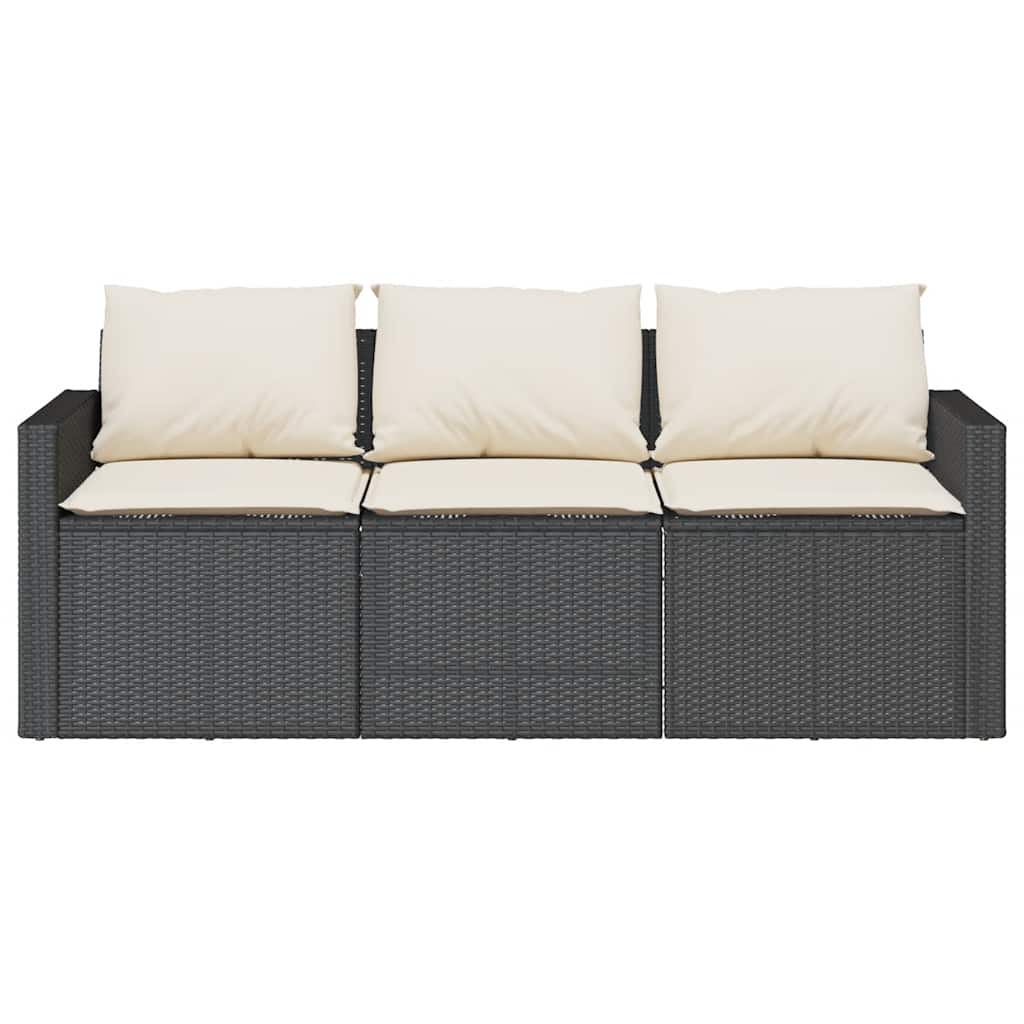 2 Piece Garden Dining Set with Cushions Black Poly Rattan