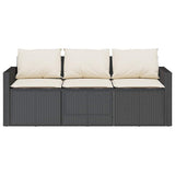 2 Piece Garden Dining Set with Cushions Black Poly Rattan