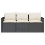 2 Piece Garden Dining Set with Cushions Black Poly Rattan