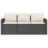 2 Piece Garden Dining Set with Cushions Black Poly Rattan - Rear View
