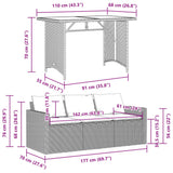2 Piece Garden Dining Set with Cushions Black Poly Rattan