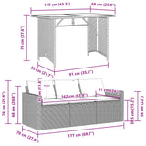 2 Piece Garden Dining Set with Cushions Black Poly Rattan - Extra Image