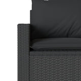 Garden Sofa with Cushions 3-Seater Black Poly Rattan - Close-Up Angle