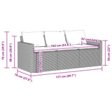 Garden Sofa with Cushions 3-Seater Black Poly Rattan - Low Angle