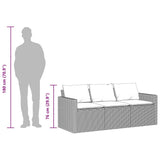 Garden Sofa with Cushions 3-Seater Black Poly Rattan