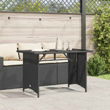 Garden Table with Glass Top Black 110x68x70 cm Poly Rattan - Side View
