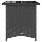 Garden Table with Glass Top Black 110x68x70 cm Poly Rattan