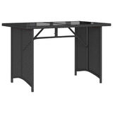 Garden Table with Glass Top Black 110x68x70 cm Poly Rattan - Rear View
