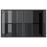 Garden Table with Glass Top Black 110x68x70 cm Poly Rattan - Close-Up Angle
