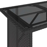 Garden Table with Glass Top Black 110x68x70 cm Poly Rattan - Low Angle