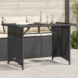 Garden Table with Glass Top Black 110x68x70 cm Poly Rattan
