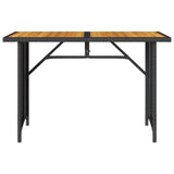 Garden Table with Wooden Top Black 110x68x70 cm Poly Rattan - Top-Down View