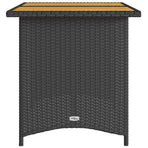 Garden Table with Wooden Top Black 110x68x70 cm Poly Rattan