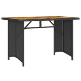 Garden Table with Wooden Top Black 110x68x70 cm Poly Rattan - Rear View