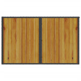 Garden Table with Wooden Top Black 110x68x70 cm Poly Rattan - Close-Up Angle
