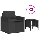 4 Piece Garden Sofa Set with Cushions Black Poly Rattan - Front View