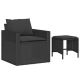 4 Piece Garden Sofa Set with Cushions Black Poly Rattan - Side View