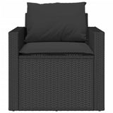 4 Piece Garden Sofa Set with Cushions Black Poly Rattan - Rear View
