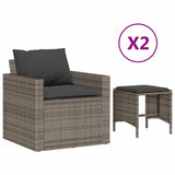 4 Piece Garden Sofa Set with Cushions Grey Poly Rattan