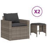 4 Piece Garden Sofa Set with Cushions Grey Poly Rattan - Front View