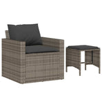 4 Piece Garden Sofa Set with Cushions Grey Poly Rattan
