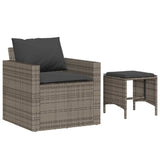 4 Piece Garden Sofa Set with Cushions Grey Poly Rattan - Side View
