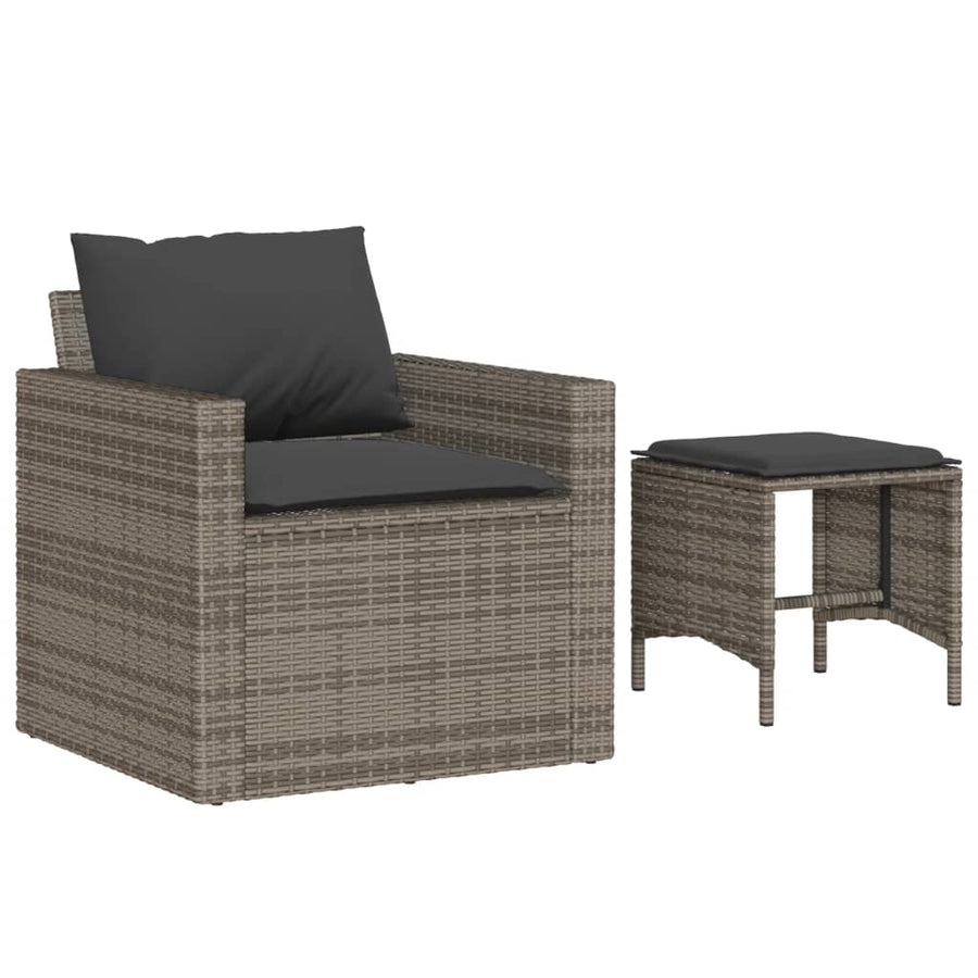 4 Piece Garden Sofa Set with Cushions Grey Poly Rattan