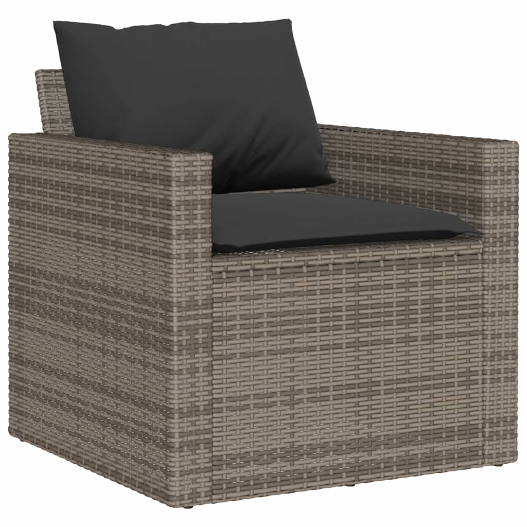 4 Piece Garden Sofa Set with Cushions Grey Poly Rattan