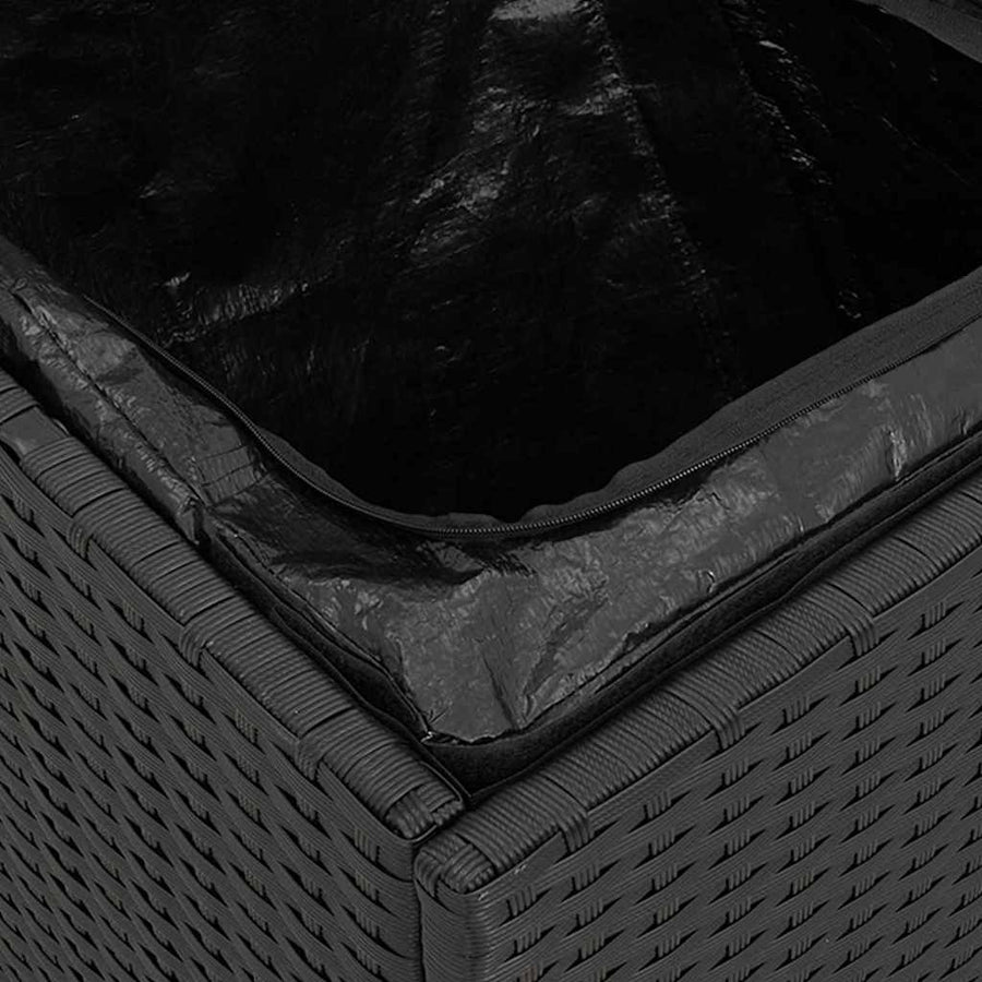Cushion Box with Storage Black 50 x 50 x 50 cm Poly Rattan
