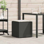 Cushion Box with Storage Black 50 x 50 x 50 cm Poly Rattan