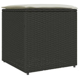 Cushion Box with Storage Black 50 x 50 x 50 cm Poly Rattan - Front View