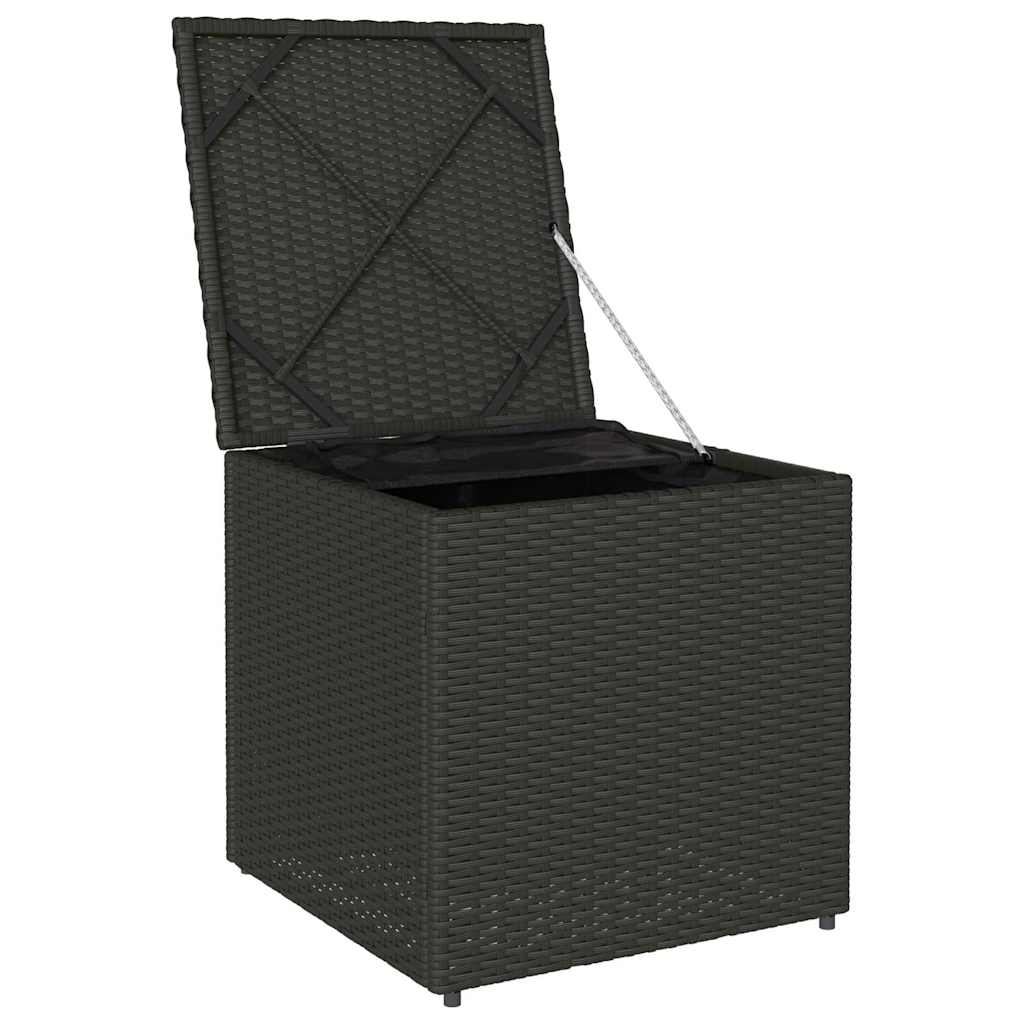 Cushion Box with Storage Black 50 x 50 x 50 cm Poly Rattan