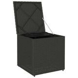 Cushion Box with Storage Black 50 x 50 x 50 cm Poly Rattan - Top-Down View