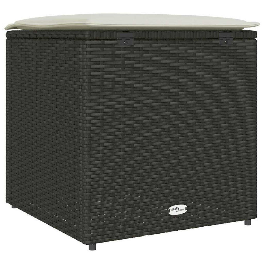 Cushion Box with Storage Black 50 x 50 x 50 cm Poly Rattan