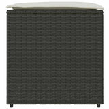 Cushion Box with Storage Black 50 x 50 x 50 cm Poly Rattan - 45-Degree Angle