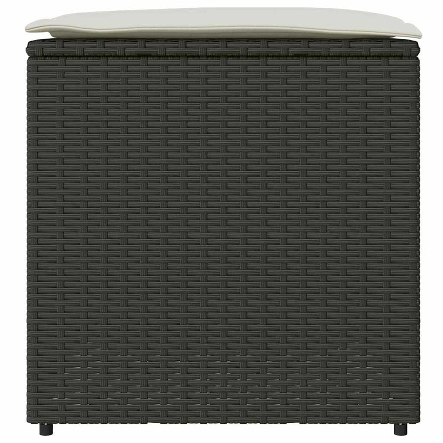 Cushion Box with Storage Black 50 x 50 x 50 cm Poly Rattan