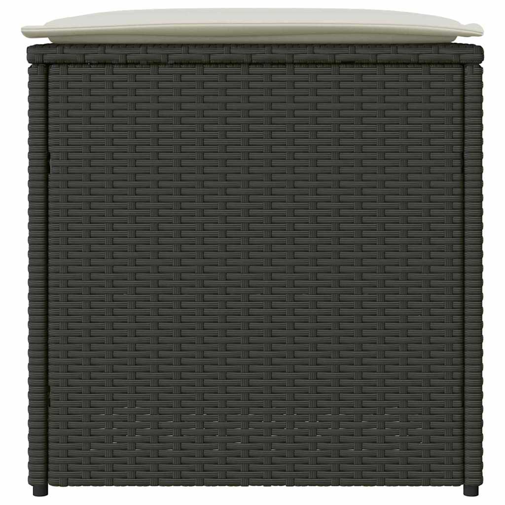Cushion Box with Storage Black 50 x 50 x 50 cm Poly Rattan