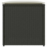Cushion Box with Storage Black 50 x 50 x 50 cm Poly Rattan - Rear View