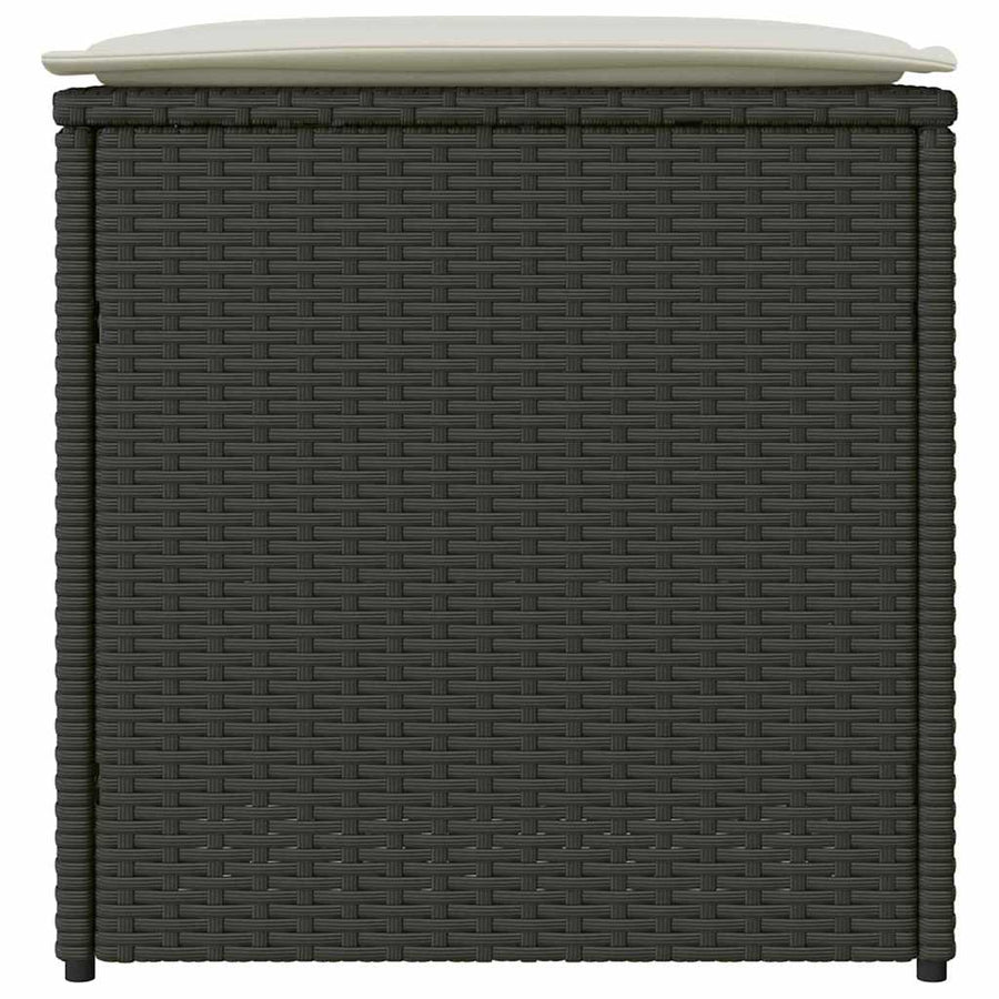 Cushion Box with Storage Black 50 x 50 x 50 cm Poly Rattan